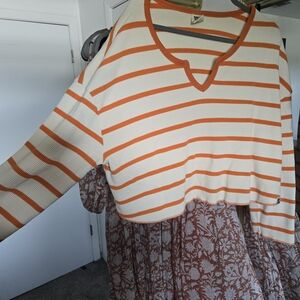 Lucy & Yak Orange and White Striped Top